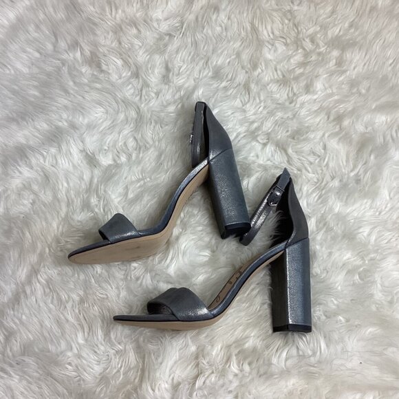 Sam Edelman Womens Yaro Gray and Silver Metallic Heels Size 10 - Picture 8 of 13